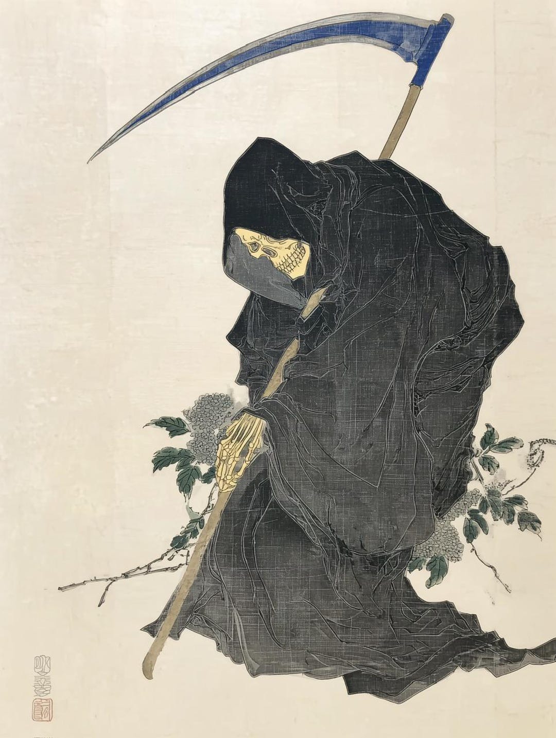 Grim Reaper Scythe Poster Print, Japanese Traditional Art Wall Decor - Etsy