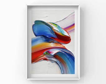 Vibrant Color Streaks Art Poster, Modern Expressionism Wall Art