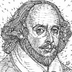 WILLIAM SHAKESPEARE ritratto a inchiostro - POSTER - varie dimensioni ! stampa d&#39;arte