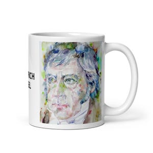MUG - FRIEDRICH HEGEL watercolor portrait - various sizes available! white glossy mugs cup cups of coffee breakfast print philosopher