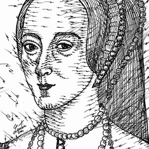ANNE BOLEYN ink portrait - POSTER - various sizes ! art print