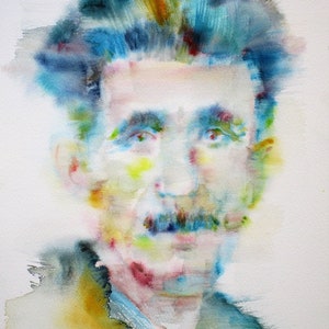 GEORGE ORWELL watercolor portrait  - POSTER - various sizes ! art print big brother