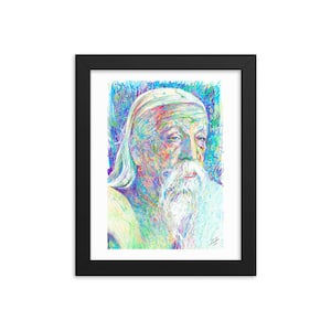 SRI AUROBINDO pencil portrait - framed POSTER - various sizes! art painting yogi yoga painting print drawing art illustration