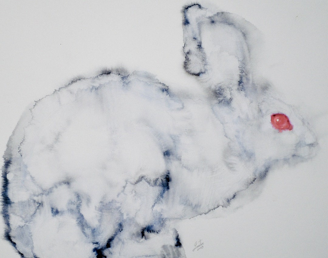 Red EYES RABBIT - Watercolor Painting - POSTER - Various Sizes ...