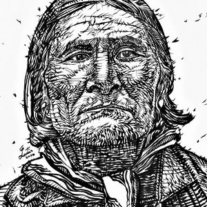 GERONIMO ink portrait - POSTER - various sizes! art print apache
