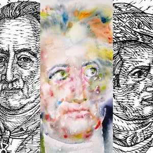 Three Times GOETHE - collage POSTER painting - various sizes available! art print
