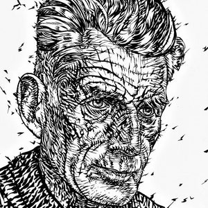 SAMUEL BECKETT portrait à l’encre - POSTER - différentes tailles! Tirage d’art en attente de Godot