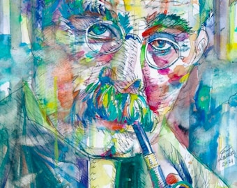 RUDYARD KIPLING watercolor portrait - POSTER - various sizes available! art print