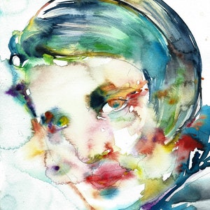 AYN RAND watercolor portrait - POSTER - various sizes available! art print works writer work author objectivism writing book