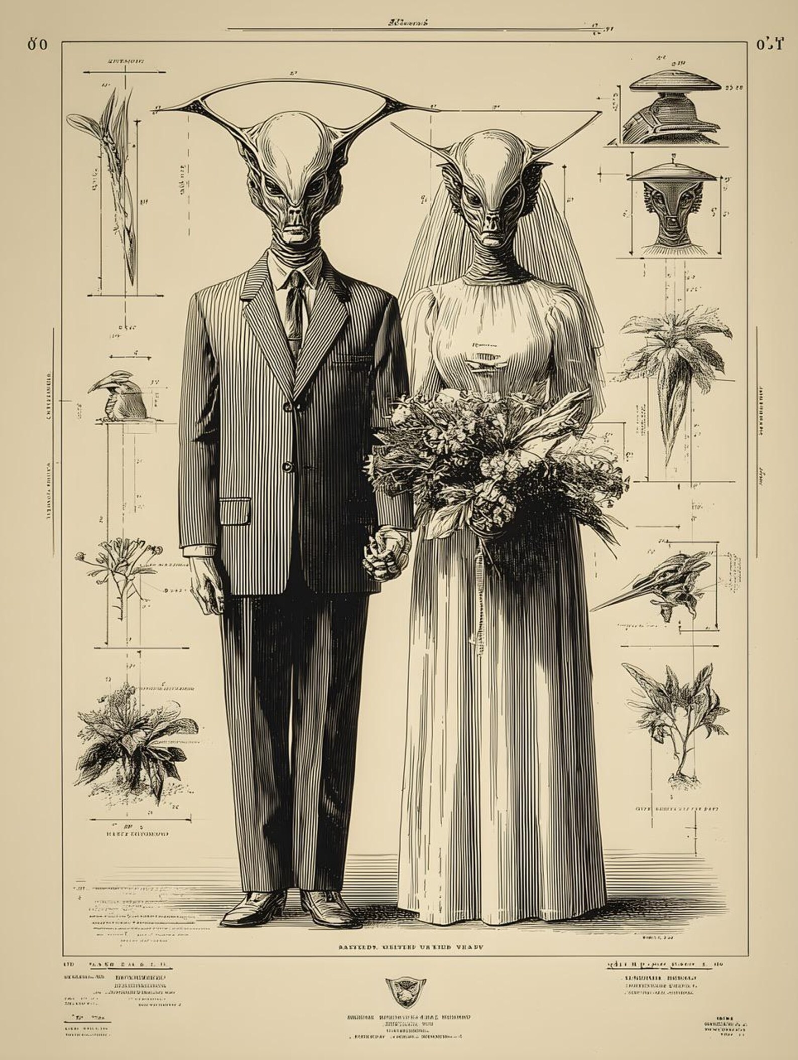 Alien Wedding Print – Steampunk Sci-fi Illustration (digital Download ...