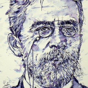 ANTON CHEKHOV watercolor and ink portrait - POSTER - various sizes available!
