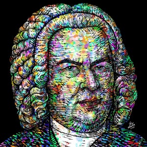 Johann SEBASTIAN BACH ink and watercolor portrait  - POSTER - various sizes available! print painting art composer suite organ baroque