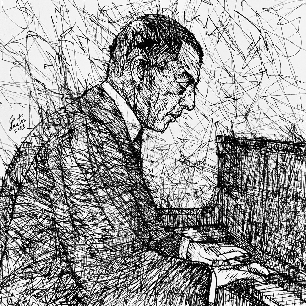SERGEI RACHMANINOFF Ink Portrait - POSTER - Various Sizes