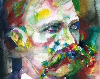 FRIEDRICH NIETZSCHE watercolor portrait  - POSTER - various sizes available! art print