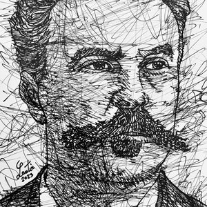 GUY De MAUPASSANT ink portrait - POSTER - various sizes available! art print drawing painting writer book author writing novel novelist