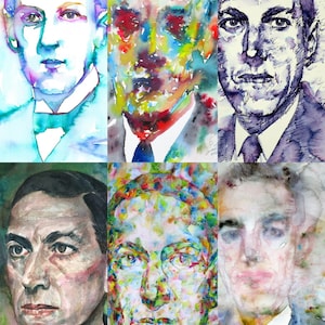 Six Times H. P. LOVECRAFT - collage POSTER painting - various sizes ! art print