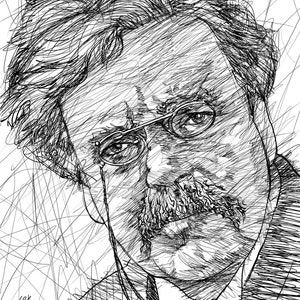 G. K. CHESTERTON ink portrait - Poster - various sizes available! art print drawing painting author book writer father brown gilbert keith