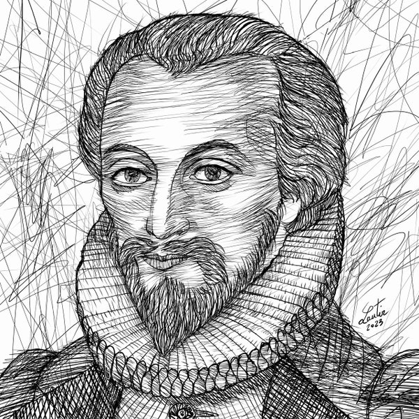 JOHN DONNE ink portrait - Poster - various sizes available! art print drawing painting poet poetry work book writing author