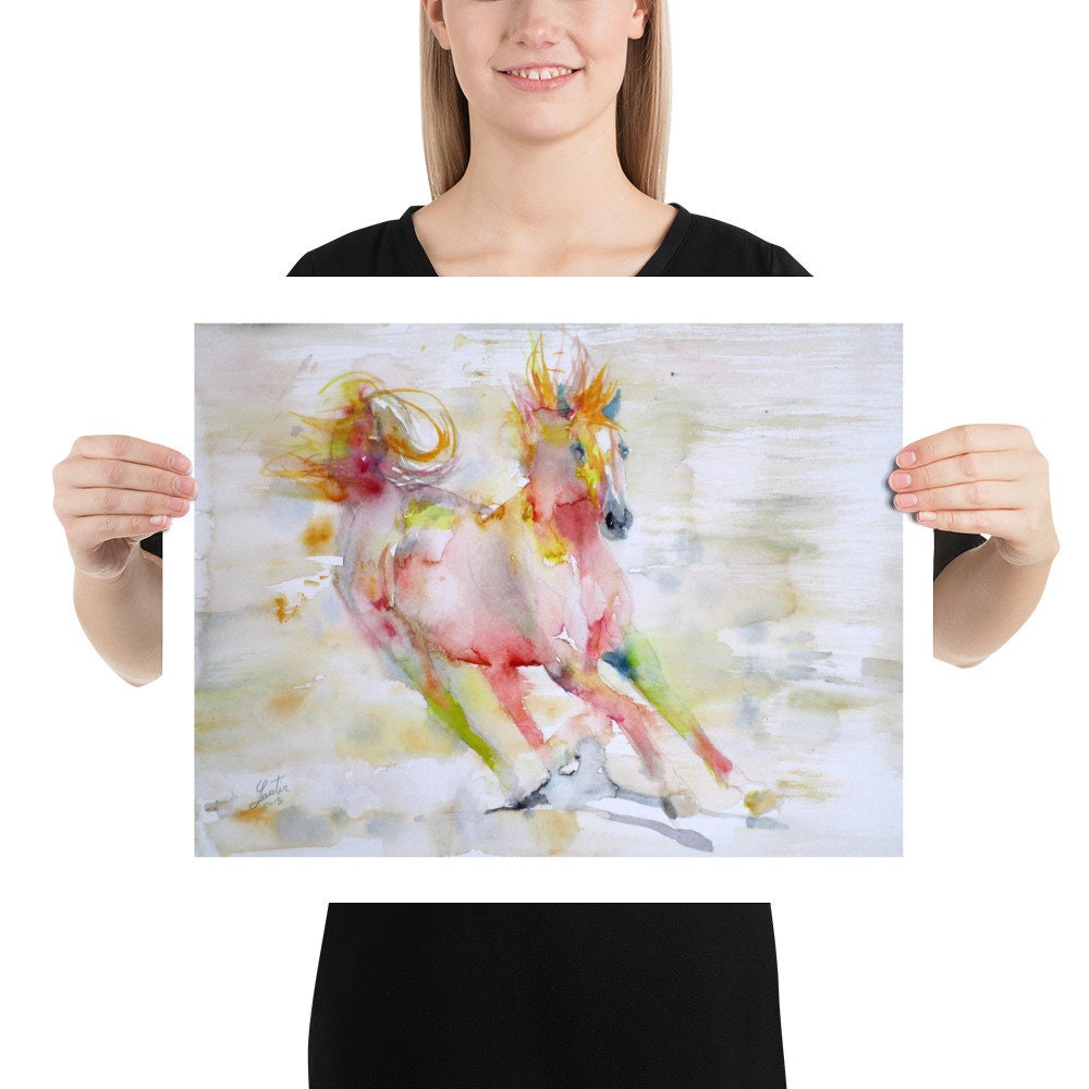 Horse Portrait Watercolor Paint Print Premium Poster High Quality choose sizes
