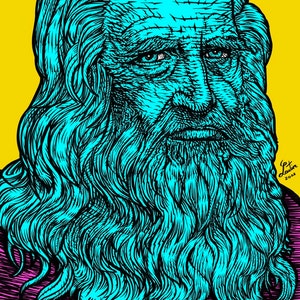 LEONARDO Da VINCI portrait à l’encre et à l’acrylique - POSTER - différentes tailles disponibles! gravure dessin peinture art peintre