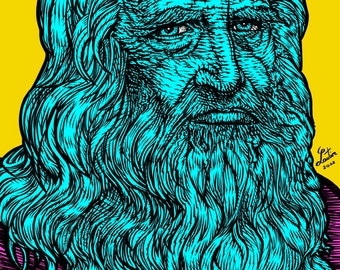 LEONARDO Da VINCI tinta y retrato acrílico - POSTER - ¡varios tamaños disponibles! imprimir dibujo pintura pintor de arte