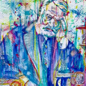 VICTOR HUGO aquarelle portrait - Affiche - différentes tailles ! Tirage d’art