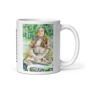 MUG - PARAMAHANSA YOGANANDA watercolor portrait - various sizes! white glossy breakfast mugs cup of coffee art print painting yoga yogi guru