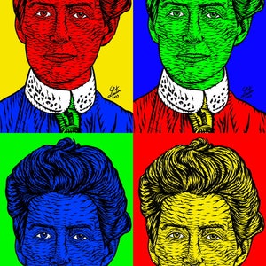 Viermal EDITH CAVELL - Collage POSTER Gemälde - verschiedene Größen! Kunstdruck Zeichnung Portrait Gemälde Krankenschwester