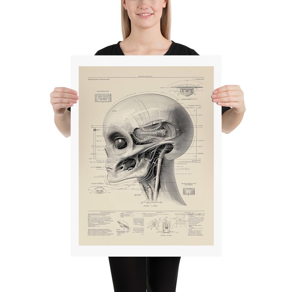 Alien Anatomy Diagram Poster, Steampunk UFO Art Print - Etsy