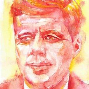 JOHN FITZGERALD KENNEDY Aquarell Portrait - Poster - verschiedene Größen! Kunstdruck Gemälde amerikanischer Präsident der Vereinigten Staaten von Amerika USA