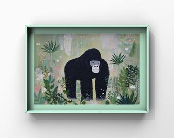 Jungle Gorilla Painting – monkey Art (Digital Download)