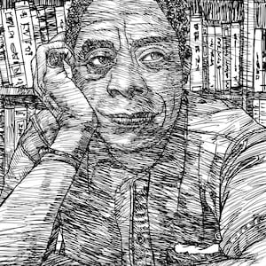 JAMES BALDWIN ink portrait  - POSTER - various sizes available! print drawing painting writer author book civil rights