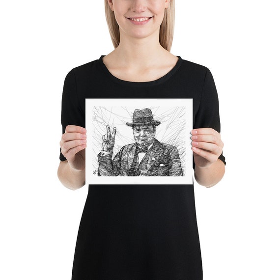 Poster Winston Churchill Graffiti Handmade - Decorazione Parete Moderna, Regalo Per Uomo E Donna - Foto 5