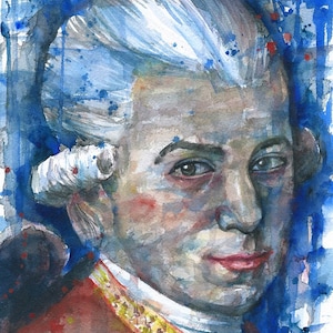 WOLFGANG AMADEUS MOZART watercolor portrait - poster - various sizes ! art print