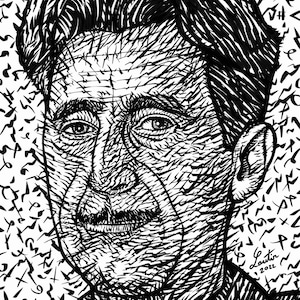 GEORGE ORWELL ink portrait  - POSTER - various sizes available! print drawing big brother 1984