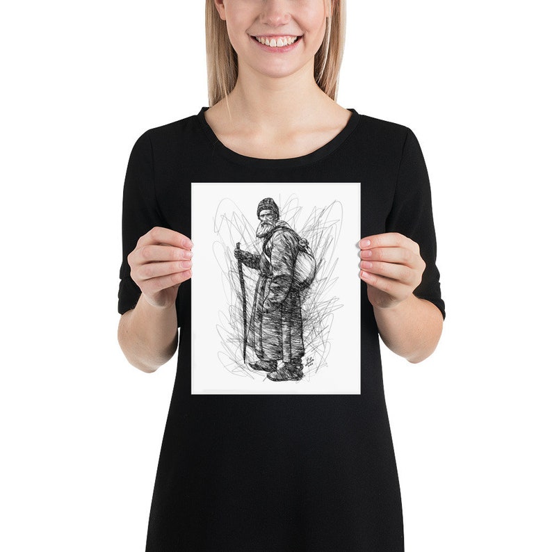 LEO TOLSTOY ink portrait - POSTER -various sizes available! art print lev drawing painting writer book author writing karenina war and peace