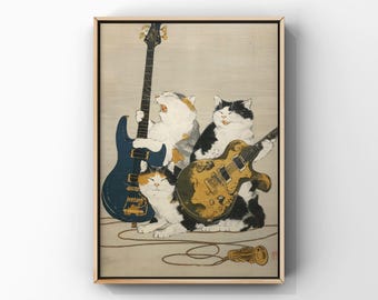 Guitarist Cats Art Print – Japanese Rock Band Illustration (Digital Download)