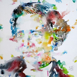 LEWIS CARROLL aquarelle portrait - POSTER - différentes tailles disponibles! Art Print Works Écrivain Auteur Travail Alice dans Wonderlad Work Book