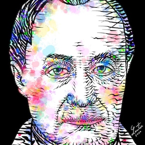 AUGUSTE COMTE watercolor & ink portrait - POSTER - various sizes! print