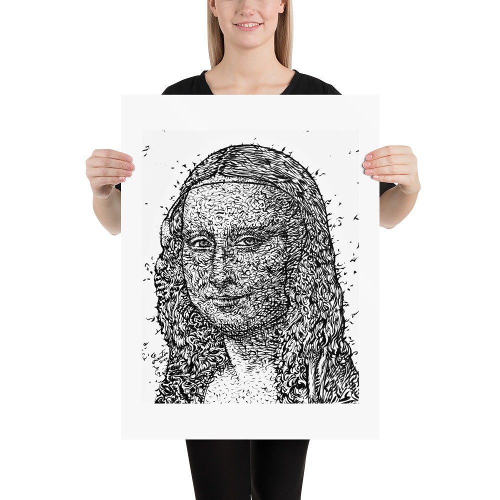 MONA LISA After Leonardo Da Vinci - Ink Version - POSTER - Various