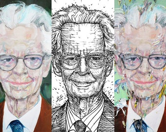 Three Times B. F. SKINNER - collage POSTER painting - various sizes available! art print