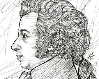 WOLFGANG AMADEUS MOZART ink portrait - poster - various sizes ! art print composer classical music musician