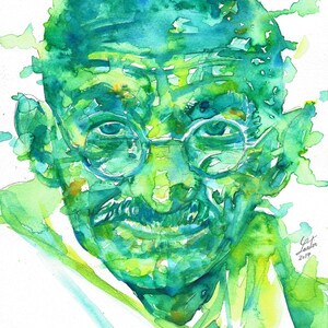 MAHATMA GANDHI watercolor portrait - POSTER - various sizes available!
