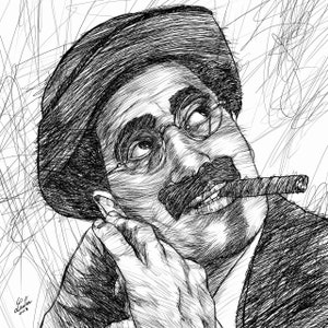 GROUCHO MARX ink portrait - Poster - various sizes available! art print drawing painting marx bros brothers cigar cinema movie actor film