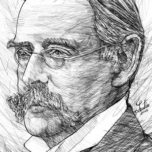 EDMUND GOSSE schwarz weiß Bleistift Portrait - POSTER - verschiedene Größen erhältlich! Druck Malerei Schriftsteller