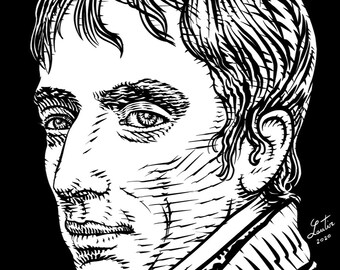 WILLIAM WORDSWORTH ink portrait - POSTER - various sizes available! art sprint