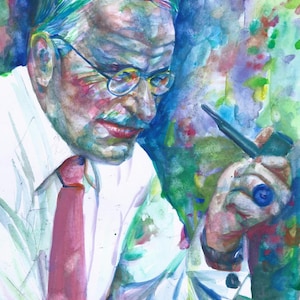 CARL JUNG watercolor portrait - POSTER - various sizes available! art painting print gustav psychology psychologist psiche psychiatry