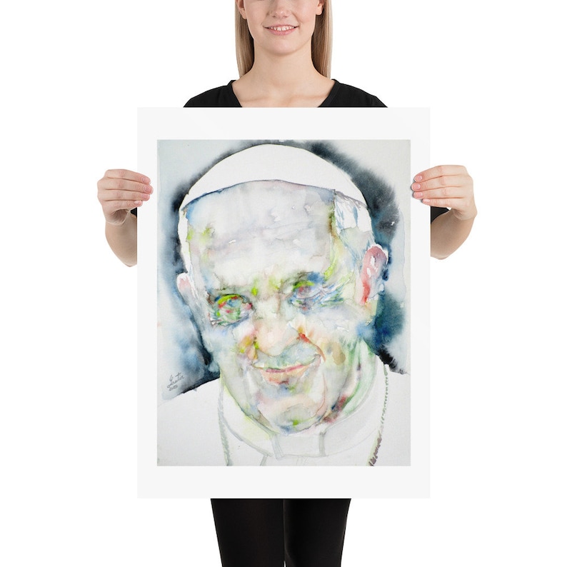 print! POSTER various sizes available POPE FRANCIS watercolor portrait