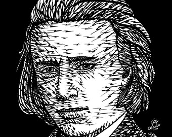 JOHANNES BRAHMS ink portrait  - POSTER - various sizes available! print drawing art composer piano pianist symphony romantic