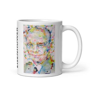 MUG - DWIGHT D. EISENHOWER watercolor portrait - various sizes! white glossy breakfast mugs cup of coffee art print painting general